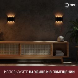 Светильник декоративный настенный светодиодный ЭРА WL12 BK 6х1Вт 3000К IP54 черный для интерьера и фасадов зданий | Фасадная декоративная подсветка