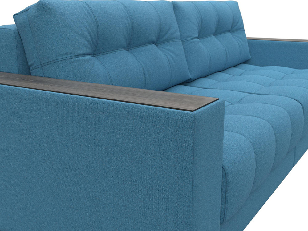 Диван прямой с декором Лига-049 НПБ, Амур 10 РОГОЖКА голубой