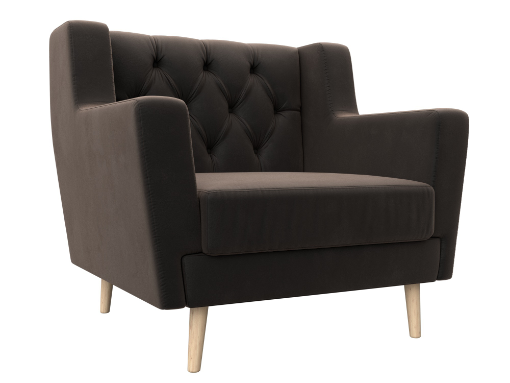 Кресло Брайтон Люкс, Коричневый, Велюр, 108893