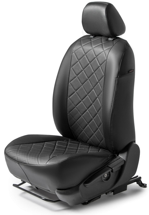 Авточехлы Rival Ромб (зад. спинка 40/60) для сидений Renault Arkana 2019-н.в., эко-кожа, черные, SC.4708.2