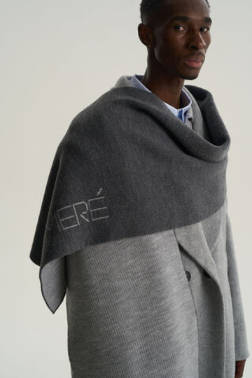 Шарф с логотипом, темно-серый меланж/светло-серый