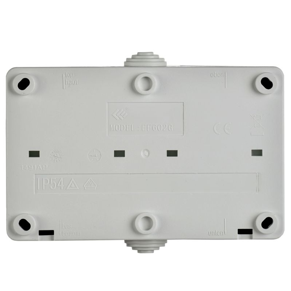 Розетка 2-м ОП Форс РСб22-3-ФСр 16А IP54 с заземл. с крышкой сер. IEK ERS22-K03-16-54-DC