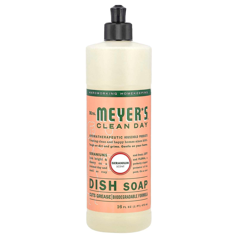 Mrs. Meyers Clean Day, жидкость для мытья посуды, герань, 473 мл (16 жидк. унций)