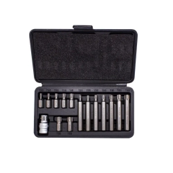 Набор бит TORX с битодержателем,15пр. 1/2''(L: 30/75мм, Т20,Т25,Т30,Т40,Т45,Т50,Т55) Forsage F-4156(C)