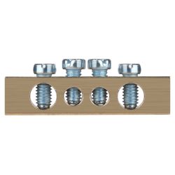 Шина ЭРА NO-122-01 PEN земля-ноль 6х9мм 4/2 латунная с креплениями по краям | Шины N, PE, PEN