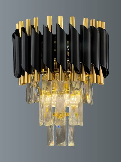 Бра настенное Lanbos Metal, 2 лампы Е14, 80 Вт, до 5 кв м, черное с золотом