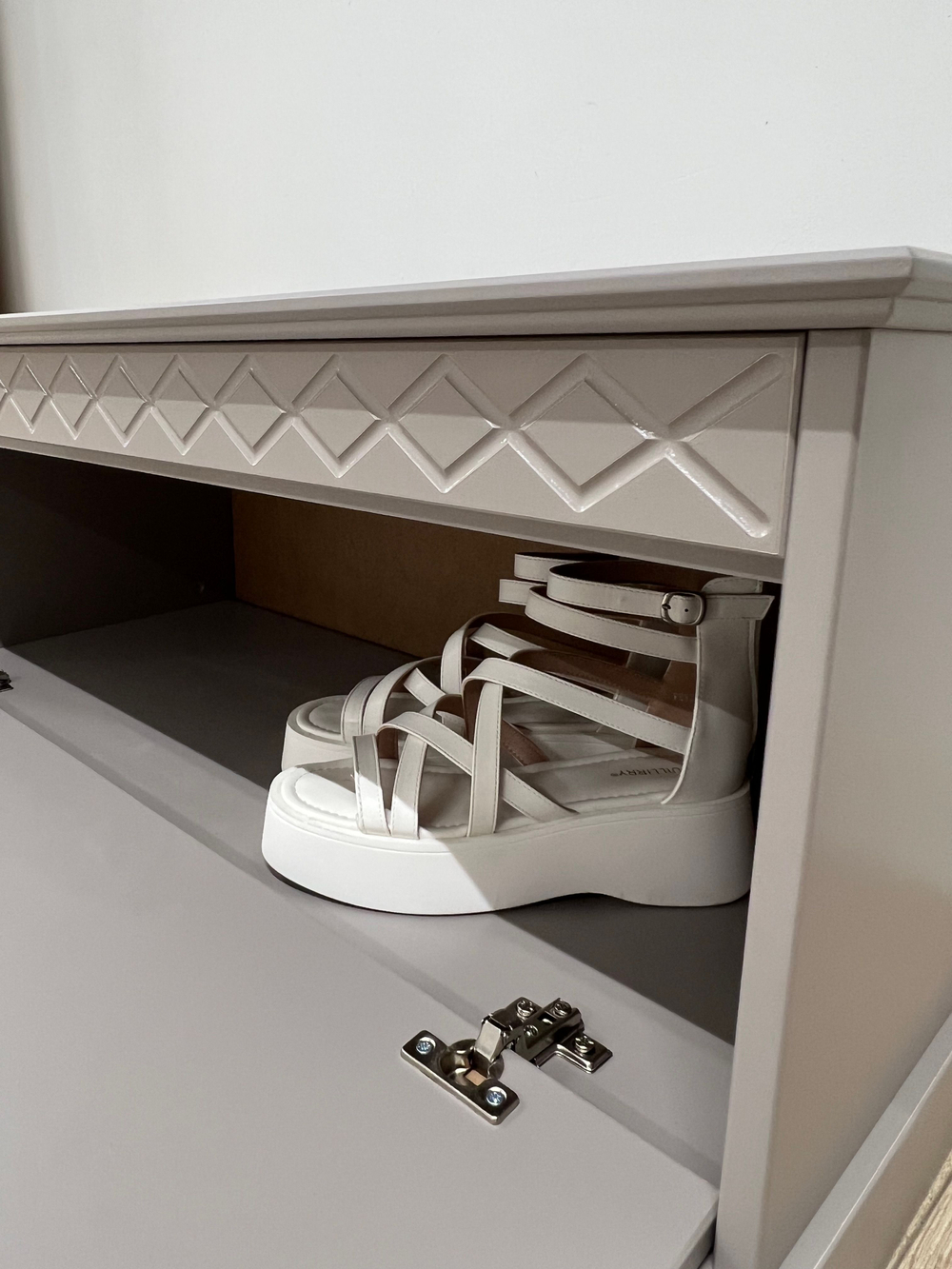 Обувница 91х42х40, Индра, тумба для обуви, с сиденьем, банкетка, в прихожую, МДФ, серый, Dipriz