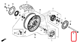 42301-MKN-D50. AXLE, RR. WHEEL. Honda CB/CBR650