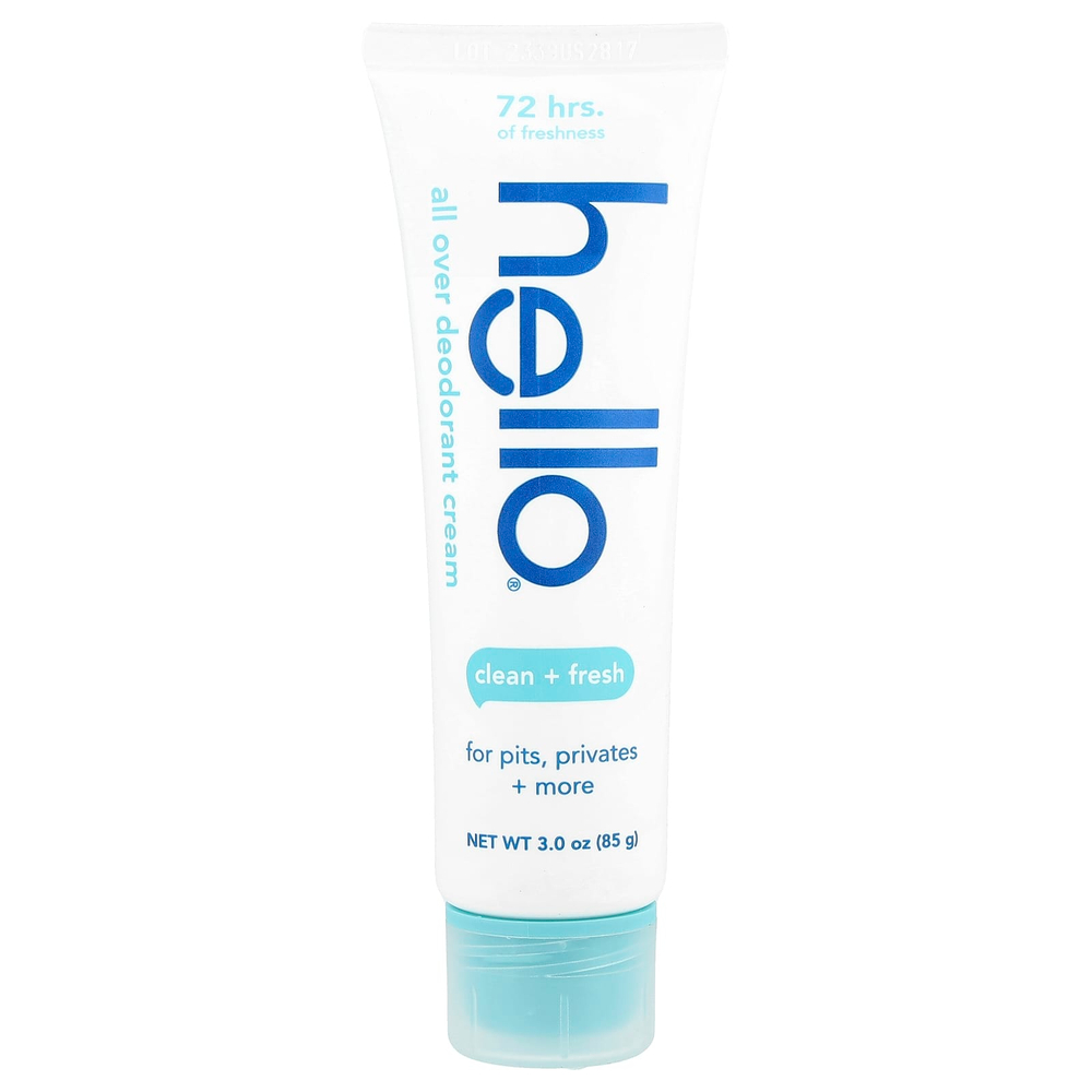 Hello, Крем-дезодорант для всего тела, Clean + Fresh, 85 г (3 унции)
