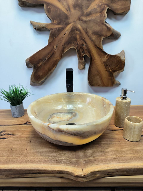 Раковина из оникса Bowl Yellow BO-65706 40*40*15 из натурального камня