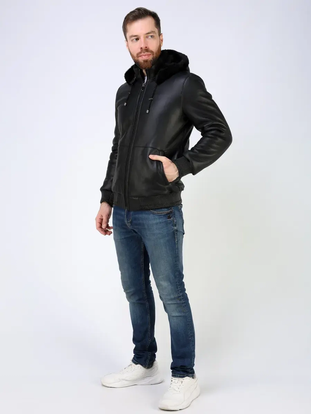 Дубленка зимняя натуральная с капюшоном