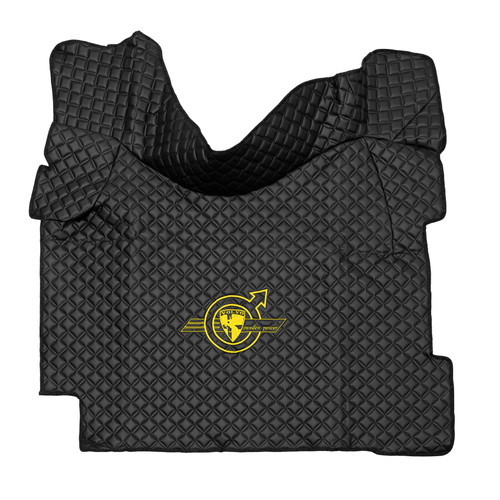 Ковры VOLVO FH-12 2009-2013г (автомат) (экокожа, черный, черный кант, желтая вышивка)