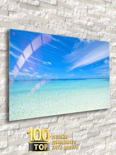 Модульная стеклянная интерьерная картина /Фотокартина на стекле / Море /Морской берег, 28x40 Декор для дома, подарок