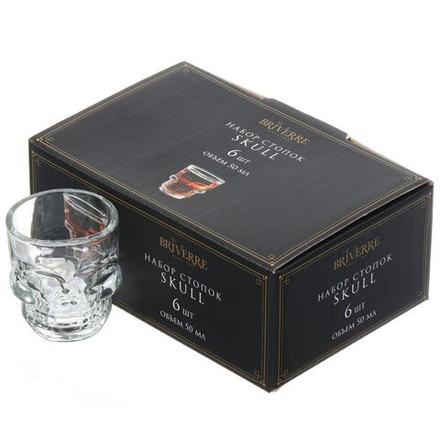 Стопка стекло, 50 мл, 6 шт, Briverre, Череп, BR2013