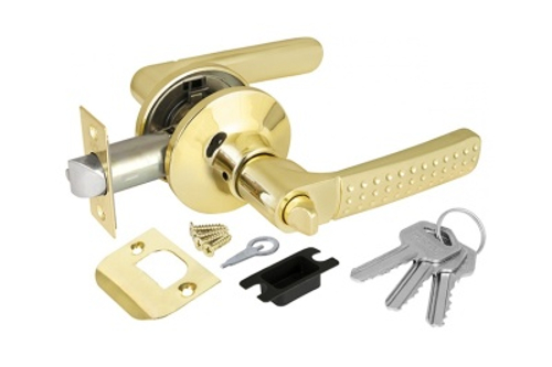 Замок ручка Золото с ключом,фиксатором 6026 РВ-Е