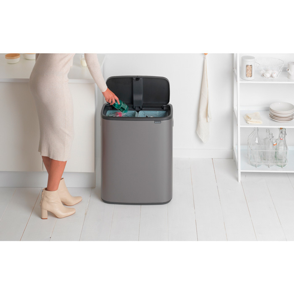 Мусорный бак Bo Touch Bin 2x30л Brabantia Платиновый
