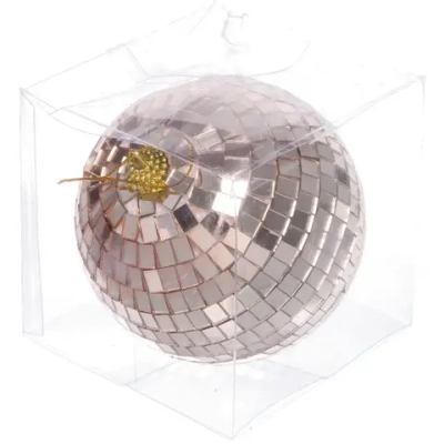 Новогодний шар 10 см «Shining Disco», Розовое золото
