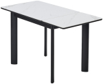Стол М-City DISAUR Тет-А-Тет 120 Белый мрамор, керамика, Черный каркас