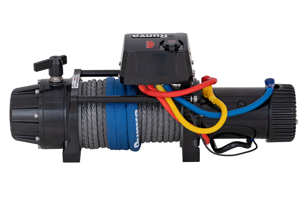 Лебёдка автомобильная электрическая 12V Runva 9500 lbs 4350 кг влагозащищенная, синтетический трос