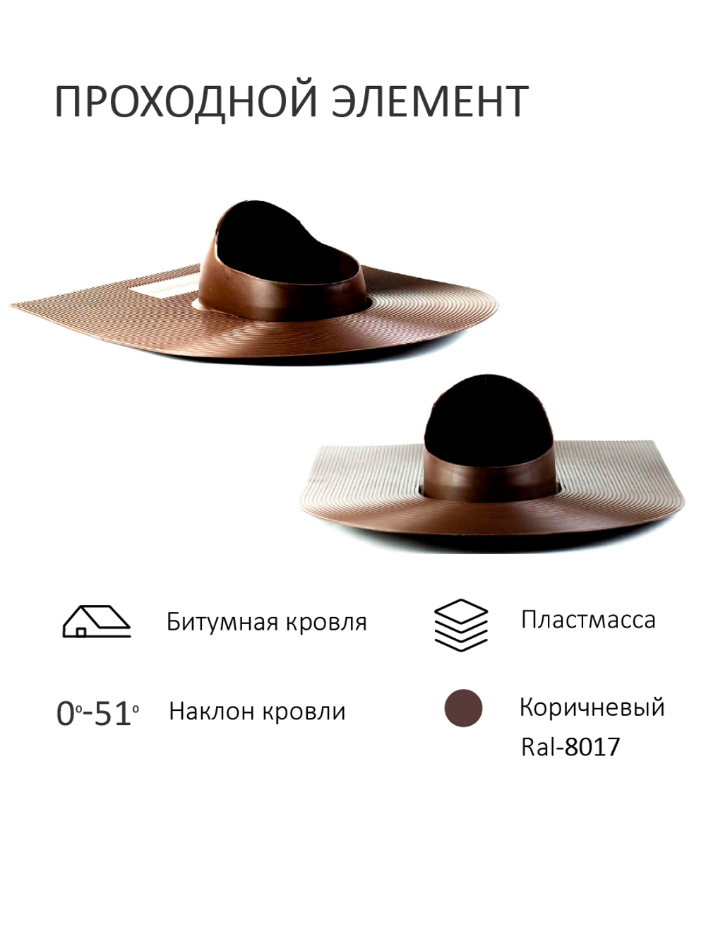 Комплект активной вентиляции: Вентиляционный выход изолированный Ø 125/160 мм высота H-500 серия Static, проходной элемент кровли битумные и гибкие черепицы под монтаж серия Static, ротационная вентиляционная турбина Ø 160 мм серия Twister, коричневый Gervent