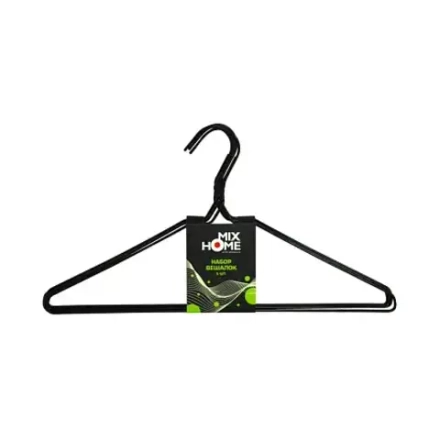 Н-р вешалок металл. с антискользящим покрытием 41х21см, 5шт., цв.черный