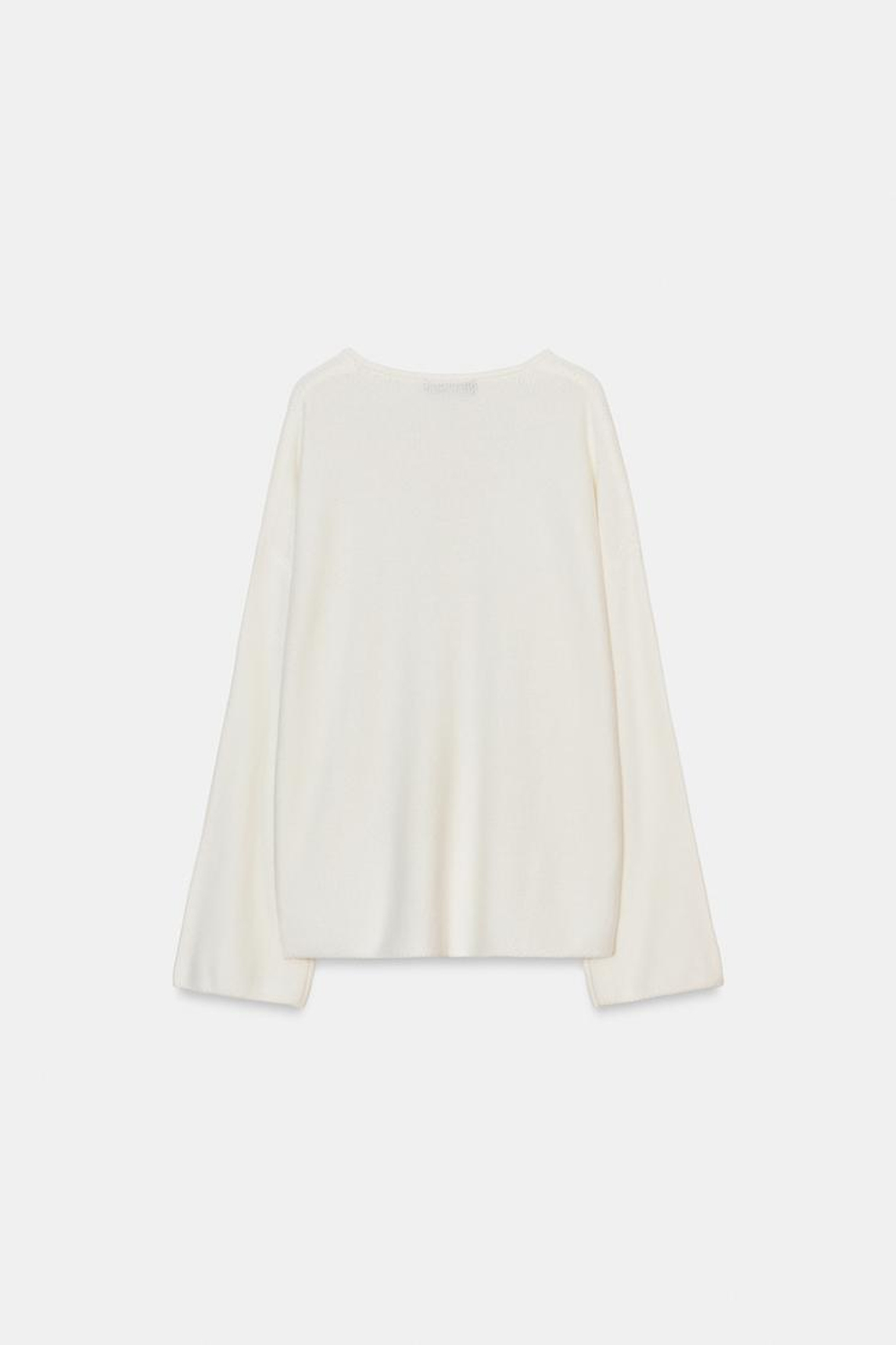 ZARA СВИТЕР С КРУГЛЫМ ВЫРЕЗОМ, ЭКРЮ