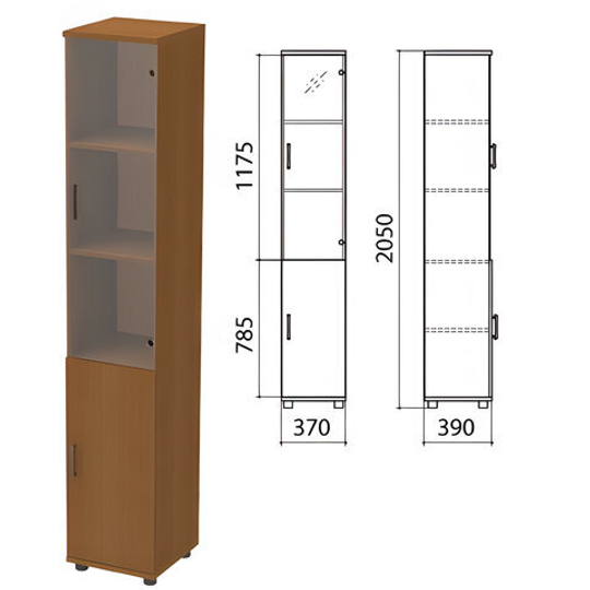 Шкаф закрытый со стеклом "Монолит", 370х390х2050, цвет орех гварнери (КОМПЛЕКТ)