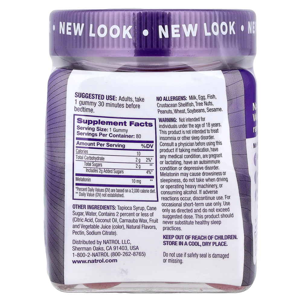 Natrol, MeltoninMax™, голубика, 10 мг, 80 жевательных мармеладок