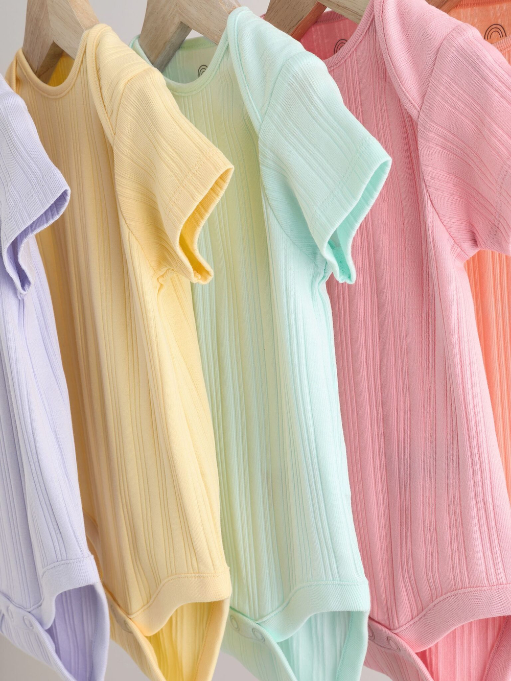 Боди с коротким рукавом для малышей Next E19-733, 5 шт., Сиреневый, Розовый, Мятный, Светло-желтый