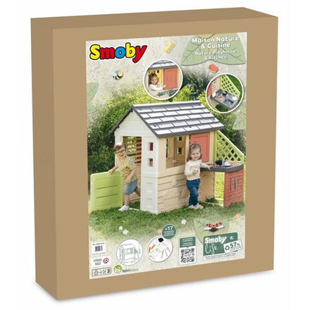 Садовый домик Smoby Nature 810739 с кухней и 17 аксессуарами для детей от 2 лет