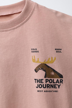 ZARA ЛОНГСЛИВ С ПРИНТОМ «ГОРЫ», ТЕМНО-РОЗОВЫЙ