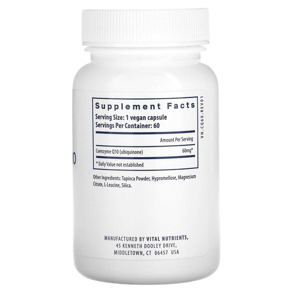 Vital Nutrients, Коэнзим Q10, 60 мг, 60 веганских капсул