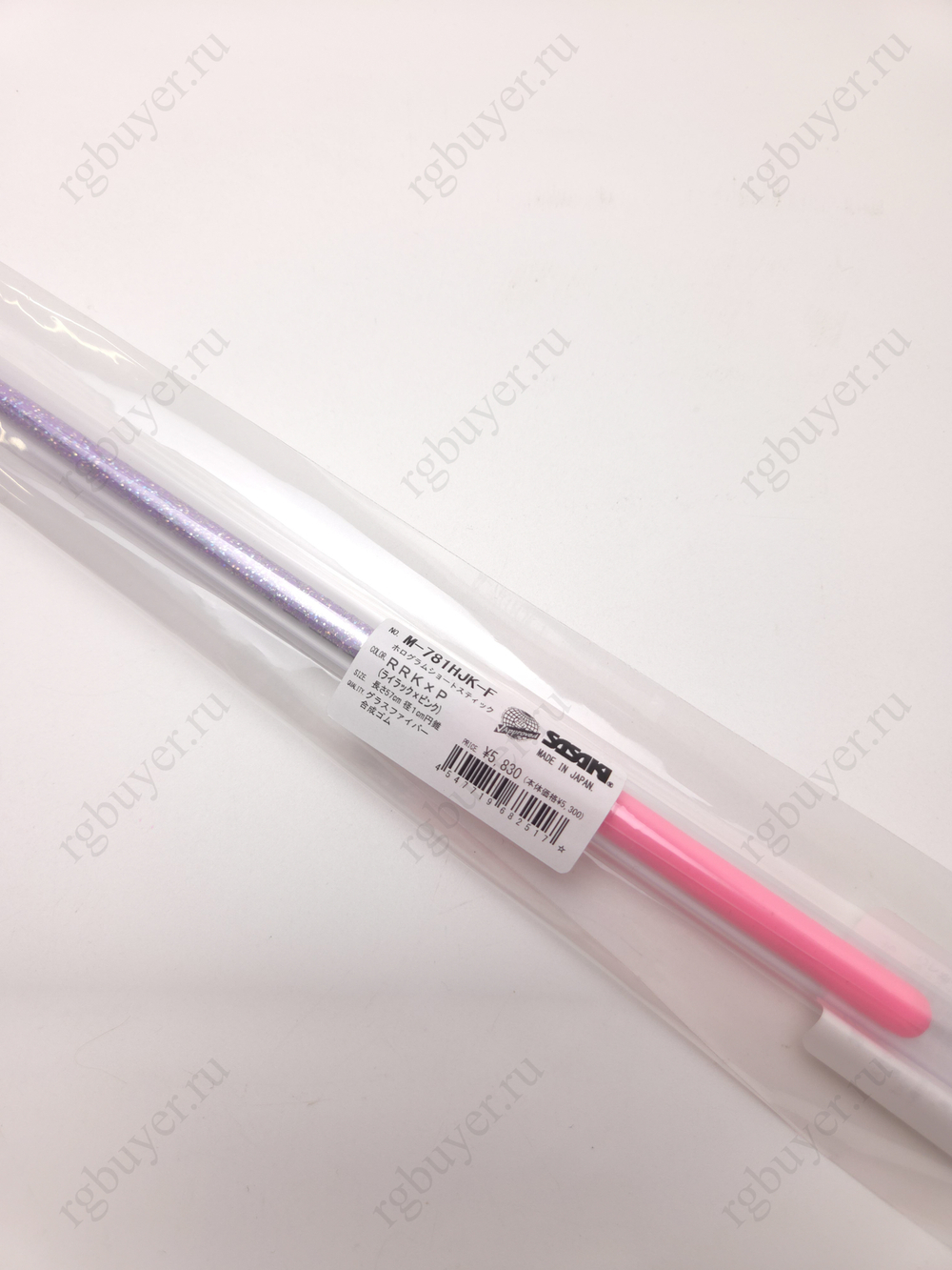 Палочка Sasaki 57 см с блеском фиолетовая с розовой ручкой RRKxР (Lilac x Pink)