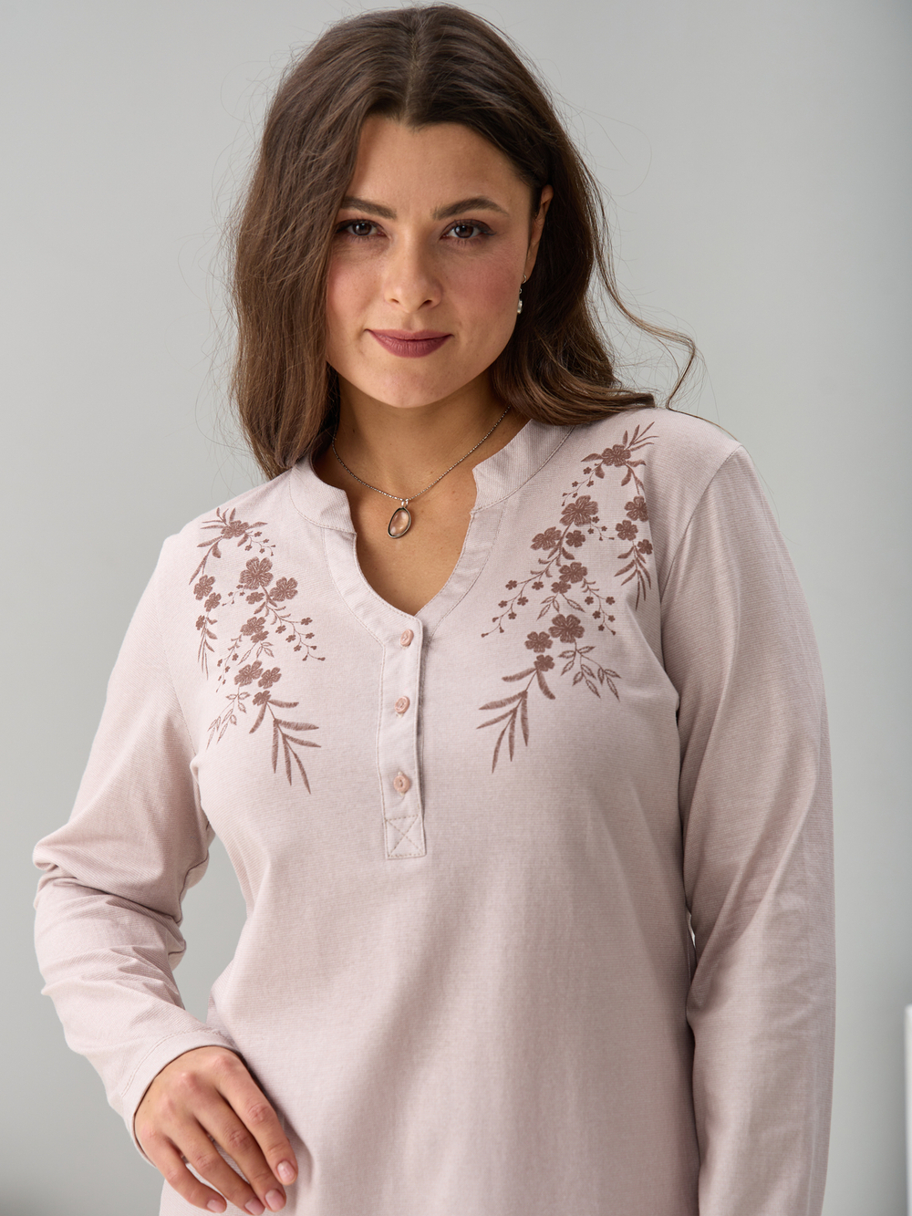 Блузка БЛ-22/бежевыйрогожка-цветы-п