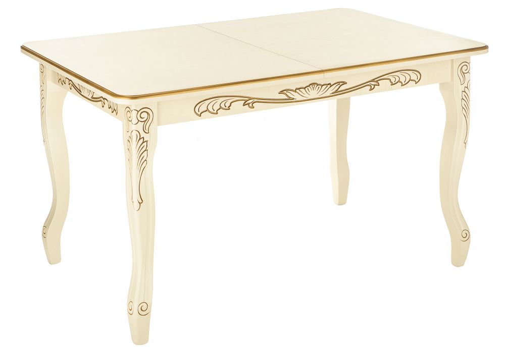 Стол Мауро 129(179)х84х78 патина золото / слоновая кость