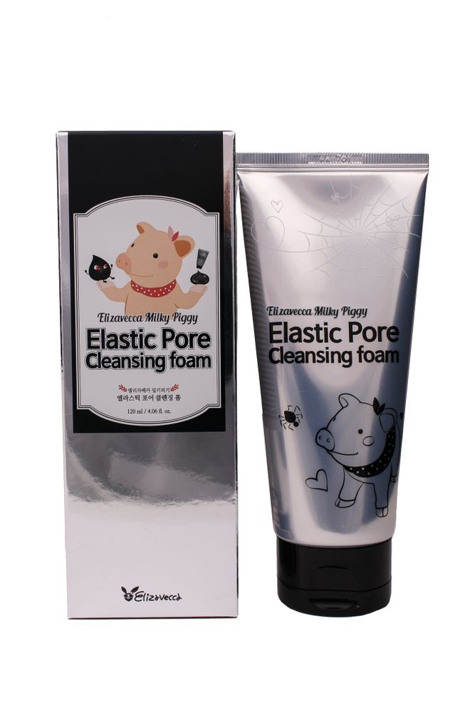 Пенка-маска для умывания ЧЕРНАЯ Elizavecca Milky Piggy Elastic Pore Cleansing Foam, 120 мл.