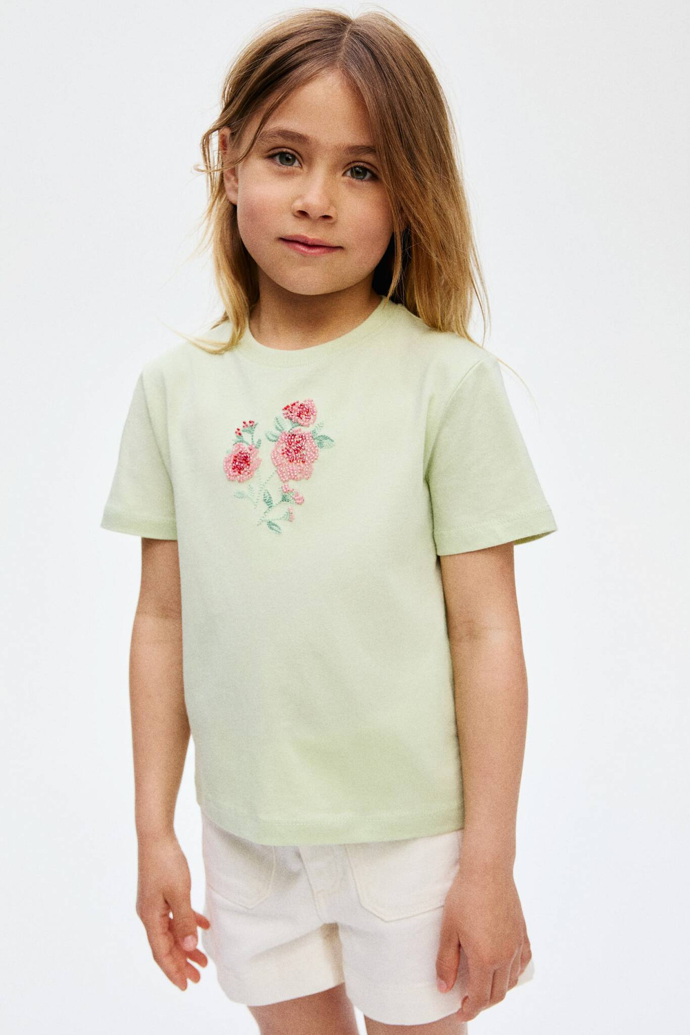 H&M Футболка с контрастными деталями, светло-зеленый