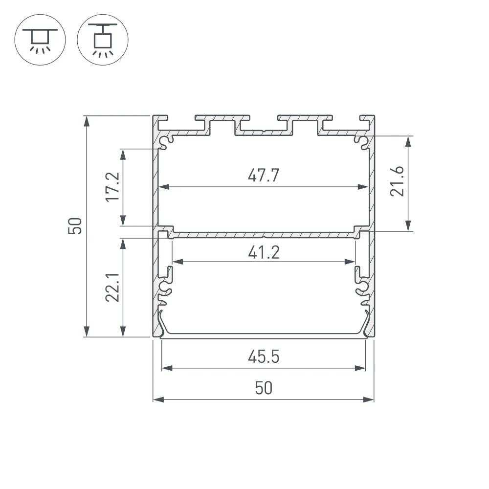 Профиль LINE-M-5050-2500 BLACK (Arlight, Алюминий) 057532