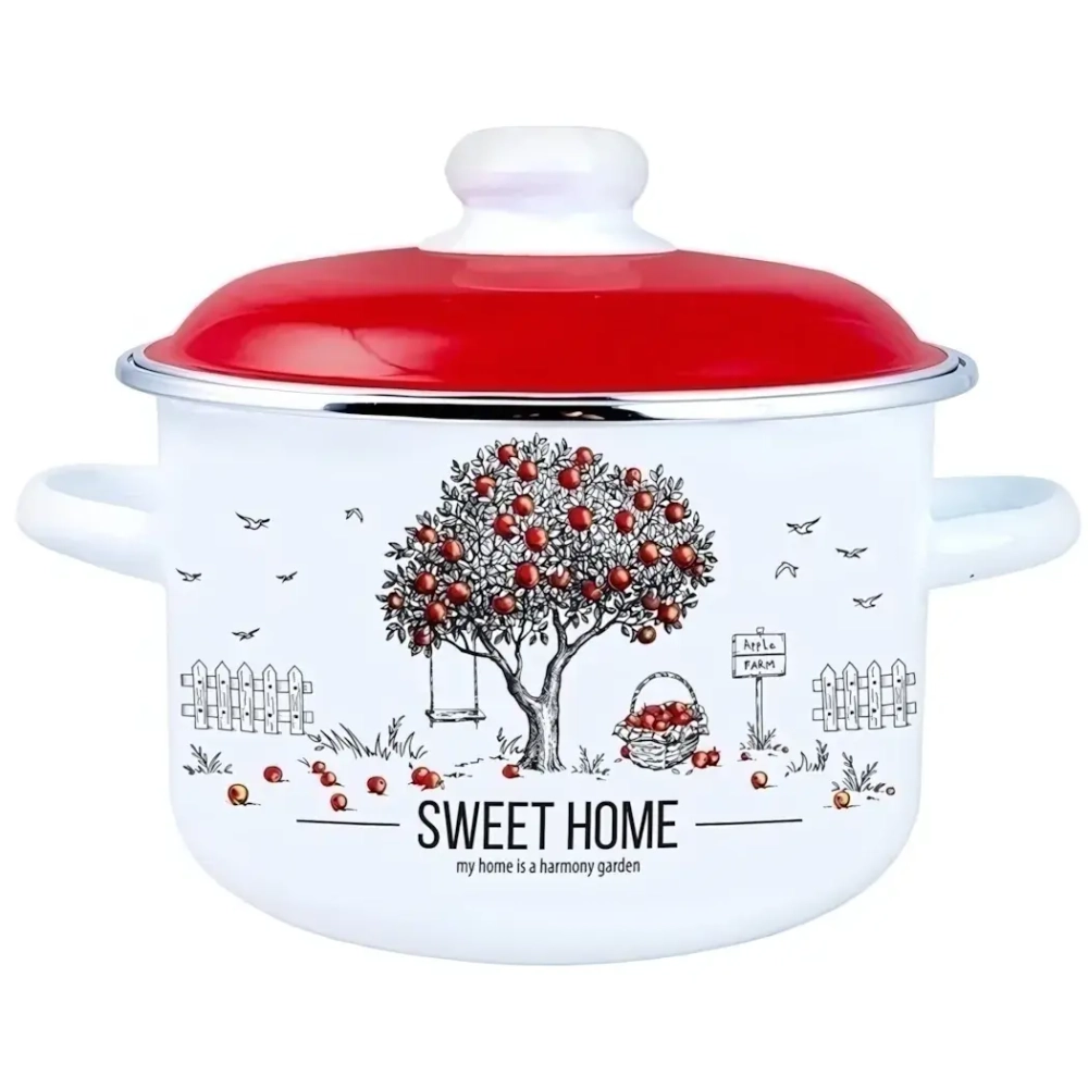 Кастрюля эмалированная 4л «Apple Tree» Appetite 6RD201M