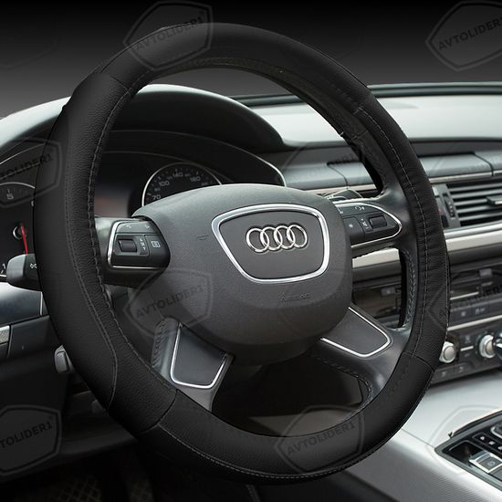 Оплетка на руль из экокожи для легковых авто, (диаметр руля 37-39 см)