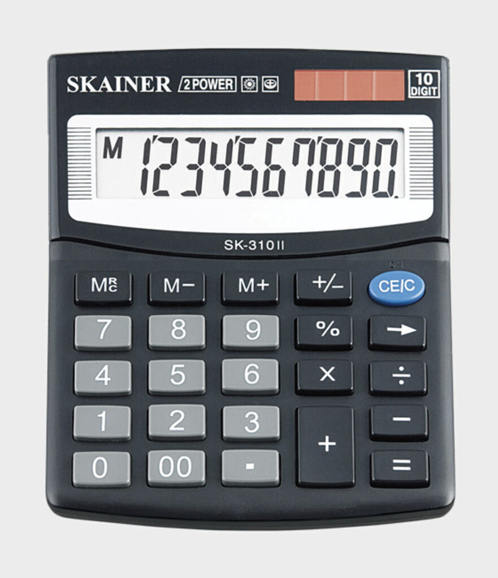 Калькулятор  10 разр. Skainer  настольный,  двойное питание, черный SK-310II (SDC-810 )