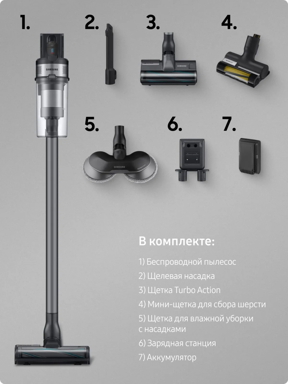 Вертикальный беспроводной пылесос Samsung VS20B75ADR5/EV