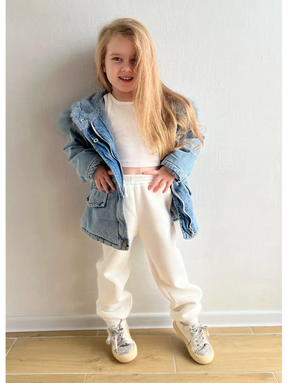 Парка джинсовая с искусственным мехом