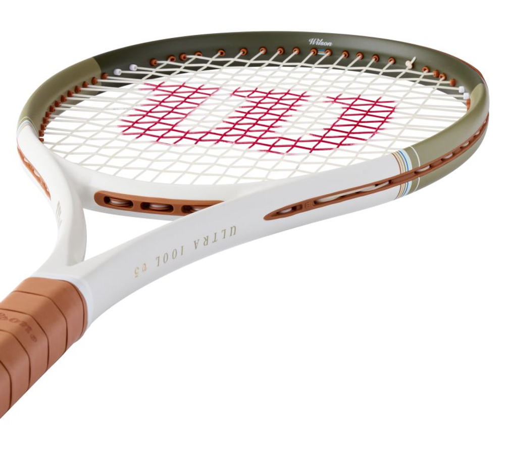 Теннисная ракетка Wilson Ultra 100L V5 Desert - brown/green/sand + Струны