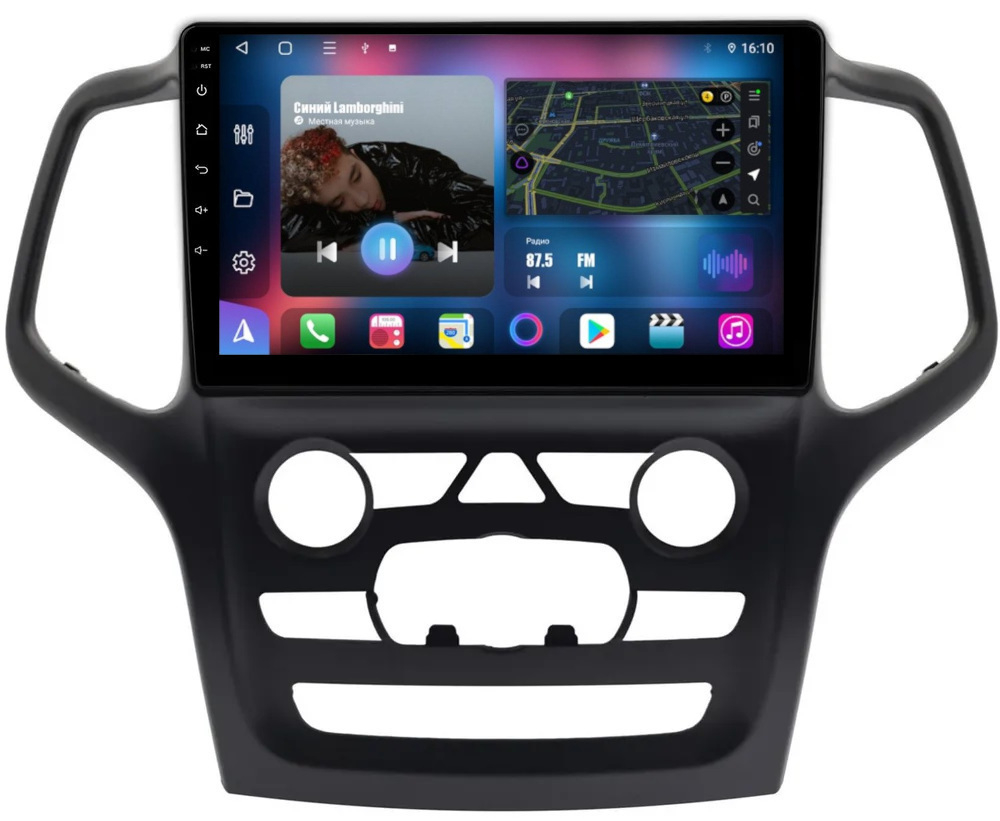 Магнитола для Jeep Grand Cherokee WK2 2013-2021 (взамен 5" экрана) - FarCar 9564F2 монитор 9" QLED на Android 13, 8 ядер (TS18), CarPlay, 4G SIM-слот