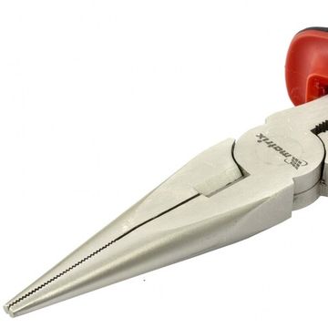 Длинногубцы NICKEL, 200 мм, прямые никелированные, двухкомпонентные рукоятки Matrix 17168