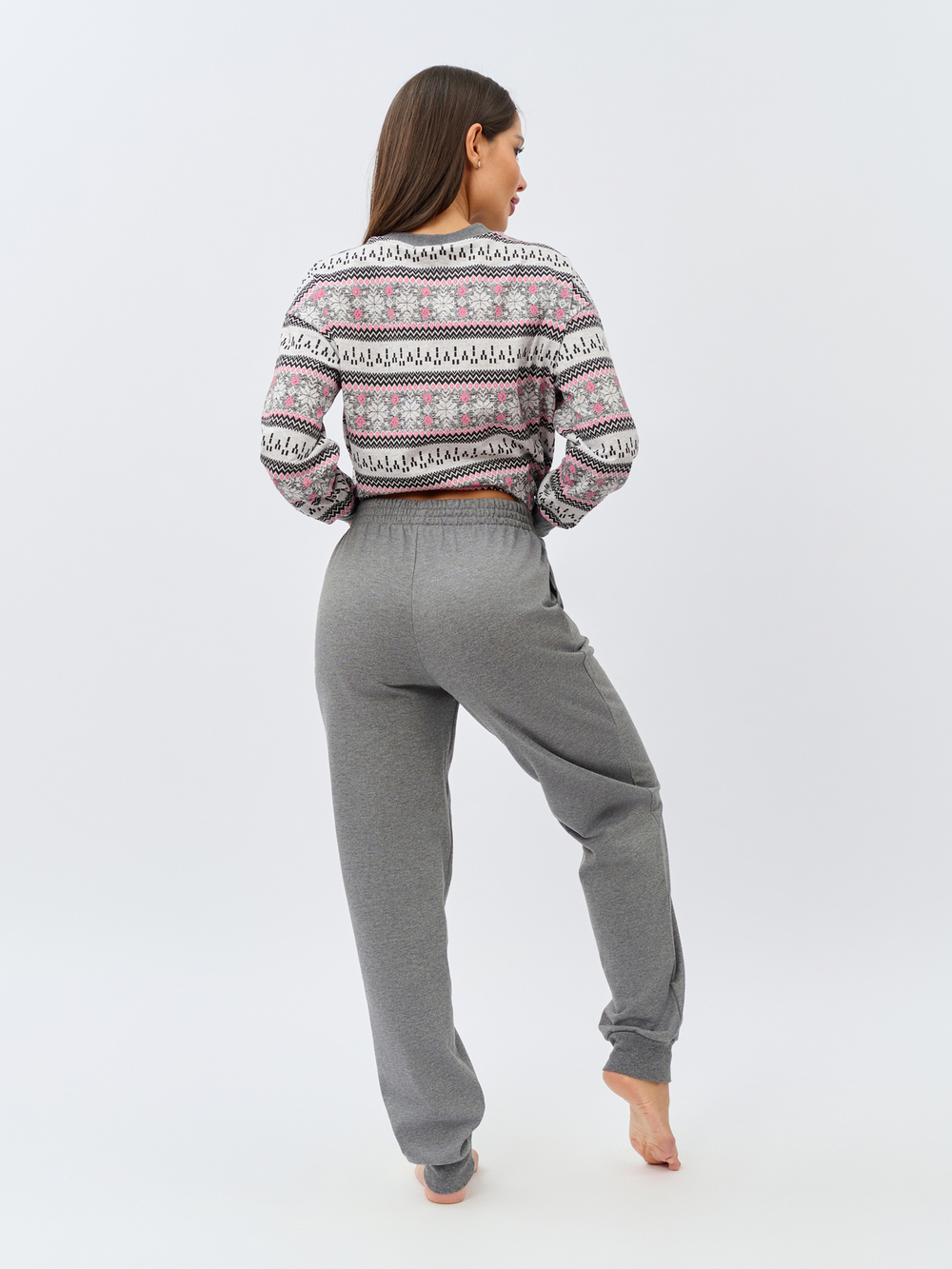 Костюм с брюками КБ-90М/серорозовая-норвежка