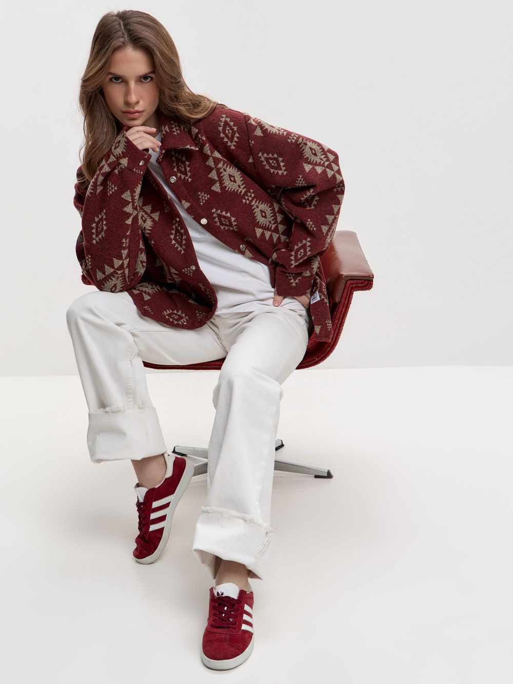 Рубашка Kefirmykifer в этностиле бордовая