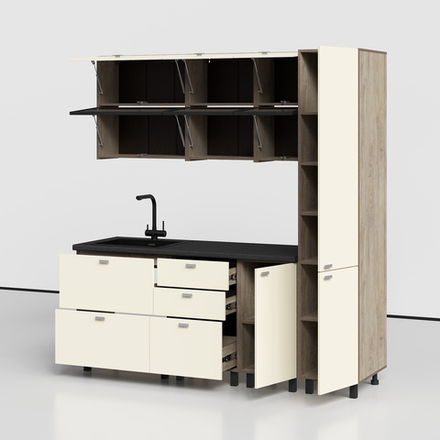 Этна-Алебастр Набор мебели для кухни (комплектация №1) 2000мм