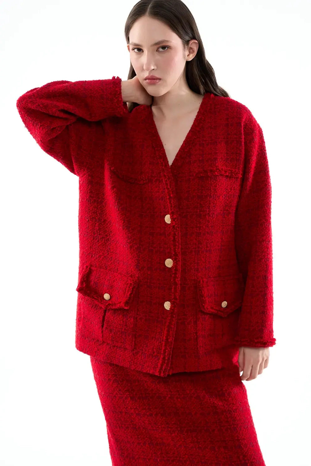 Жакет-тулуп красный